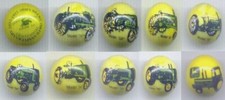 Set of 10 JohnDeere 1" Yellow Glass Logo Marbles