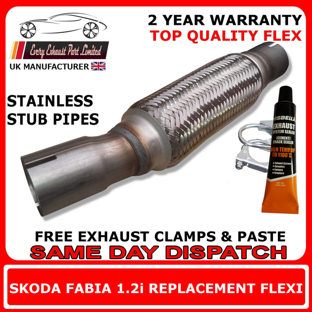 Skoda Fabia 1.2i 2005 Onward Easy Replacement Exhaust Flex Flexi For