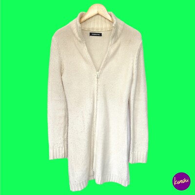 ONLY Damen Mini Pullover Kleid, Full Zip Up, High Neck, Ivory, UK M | EU 38