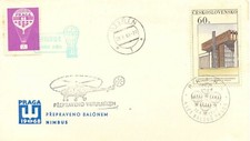 TSCHECHOSLOWAKEI 1968 PRAGA Ballonpostbeleg mit NIMBUS und HUBSCHRAUBER geflogen