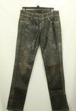 Just Cavalli Women's Slim Jeans Black Leather Look Stretch Size 27 Retail 390