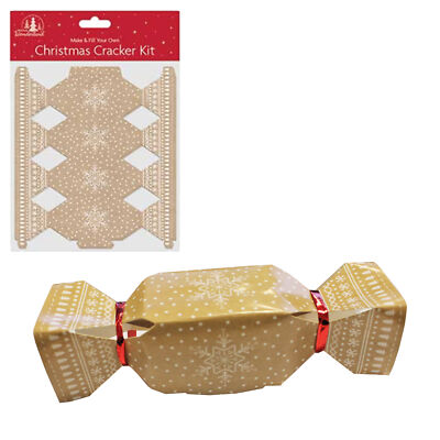 Pack of 6 Christmas Cracker Kit - Make / Fill your own - Beige / Snowflake