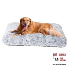 Fluffy Dog Crate Bed, Plush Extra Large Dog Pillow  Xlarge 41.3 x 27.5 Grey