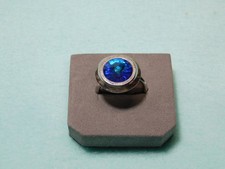 Womens Silver Tone With Blue Center Stone Ring, Size 6.5