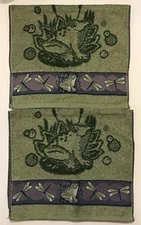 Vintage Froggy's Pond Jubilee Hand Towels Set Of 2 NWT
