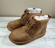 UGG Youth Size 1 Chestnut Suede Neumel II Lined Ankle Boots 1Y New In Box