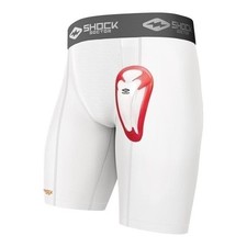 2 Pack Shock Doctor Boys Compression Athletic Shorts w Protective Cup White S