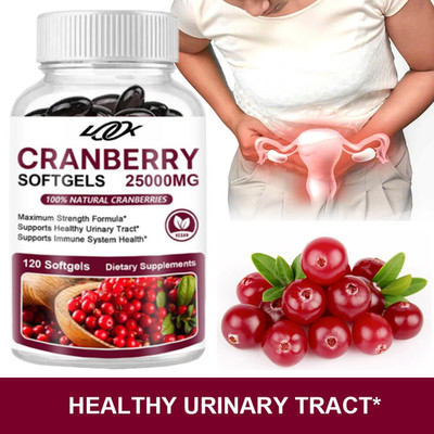 Cranberry 25000mg Fruit Extract with Vitamin C Softgels 120 Capsules