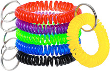 Colorful Wrist Coil Keychain, 6 Pcs Plastic Coil Wristband Stretch Spring Spira