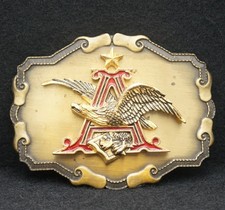 WC07118 GREAT VINTAGE 1977 ANHEUSER-BUSCH BEER BREWING EAGLE LOGO BELT BUCKLE