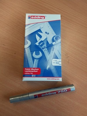 EDDING 750 PAINT MARKER SILBER BOX MIT 10 KUGELSPITZE 2-4mm