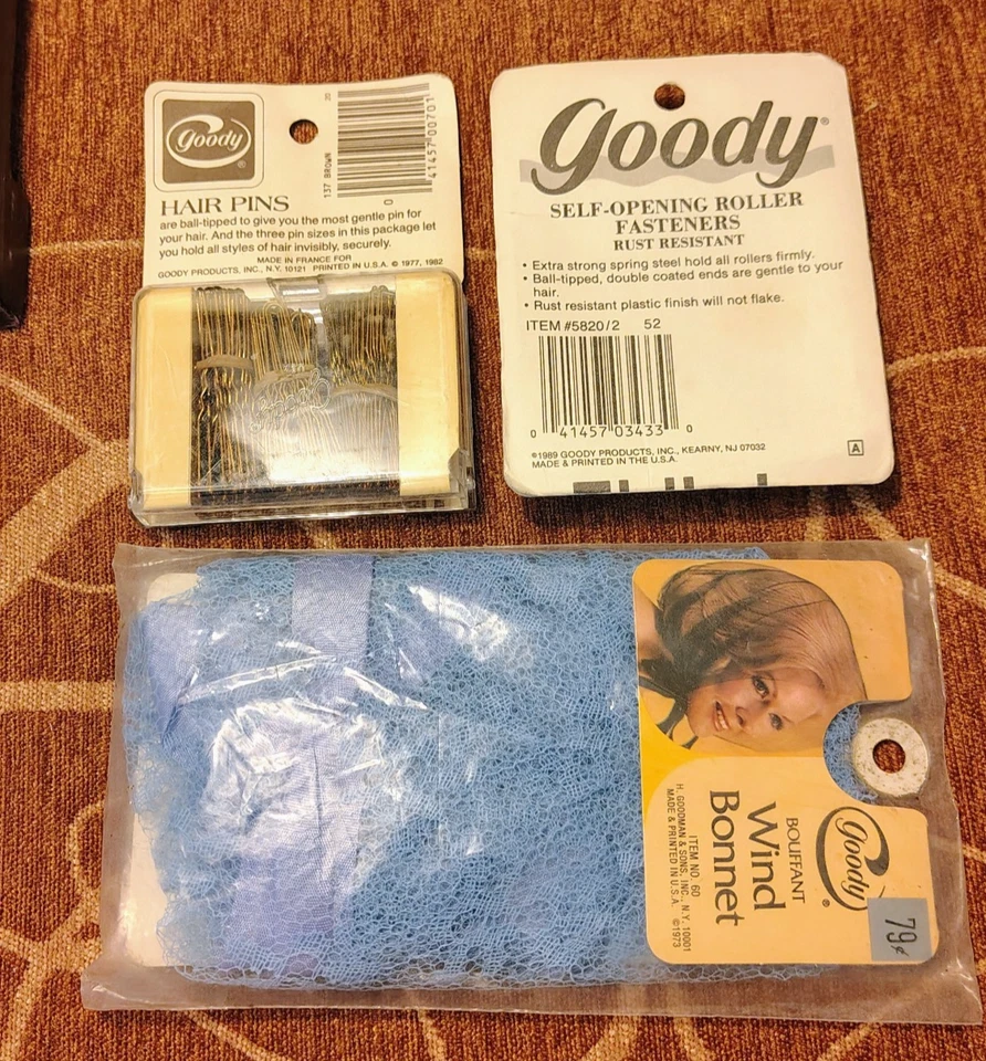 Antigo Novo com etiquetas Conjunto de 3 Goody Ball Tip Roller Fixers Alfinetes de Cabelo Wind Bonnet Boufffant - Imagem 4 de 4