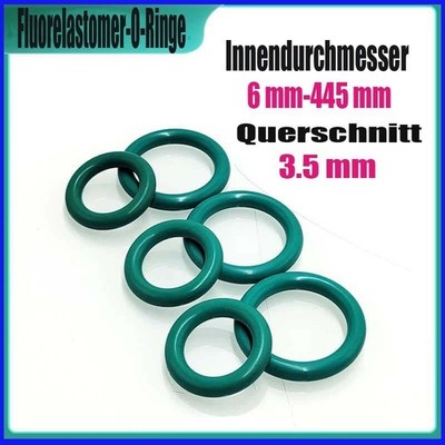 O-Ringe FKM Fluor Gummi Öl Resistant Dichtungen Ø6mm-445mm  Schnurstärke 3.5mm