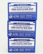 3x Dr. Bronner's Organic All-One Pure-Castile Bar Soap, Peppermint - 5oz