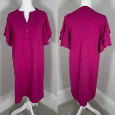 NWT Espresso Magenta Pink Flutter Sleeves Shift Dress Women Medium Work Career