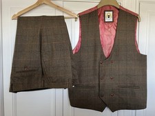 Marc Darcy Nelson Mens 2 Piece Brown Tweed Suit Size 48 Chest 42 Waist
