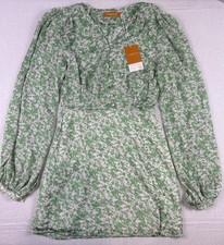 Lakeyo Green Floral V-Neck Mini Dress - Size S