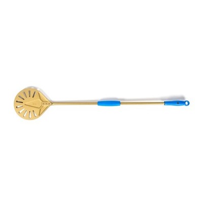 Gi.Metal »Linea Gold« runder Pizzawender, perforiert (75 cm Stiel) Pizzaschieber
