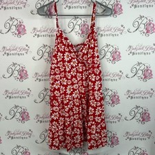 Hollister dress daisy πΌ tank style ruffle frill hem flowy Red Floral