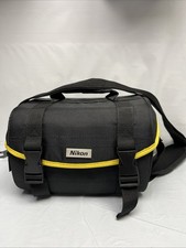 NIKON Black Yellow Line Padded DSLR Camera Case/ Gadget Bag Carry Shoulder Bag
