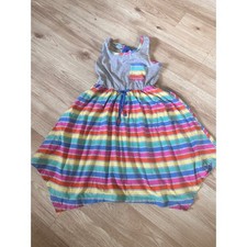 Jona Michelle Girls Rainbow Stripe Dress Elastic Waist Tie Size 6