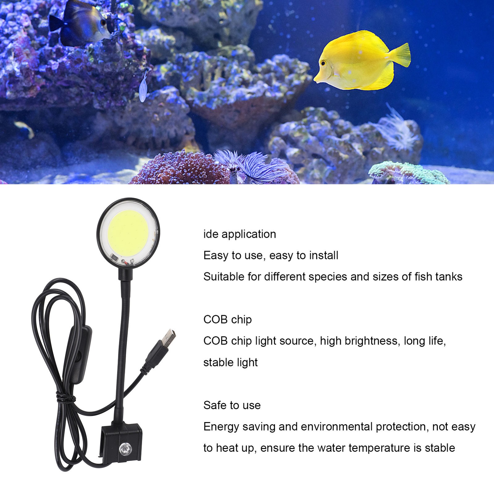 USB Fish Tank Lamp High Brightness COB Chip Light For Aquarium Use //