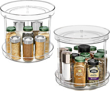 9"D 2 Tier Clear Lazy Susan Turntable Organizer for Fridge Pantry Cabinet 2 PK