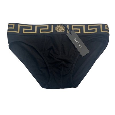 M2-15 VERSACE $80 NWT Men's Mercerized Cotton Stretch Brief Black Size 7/34-36/L