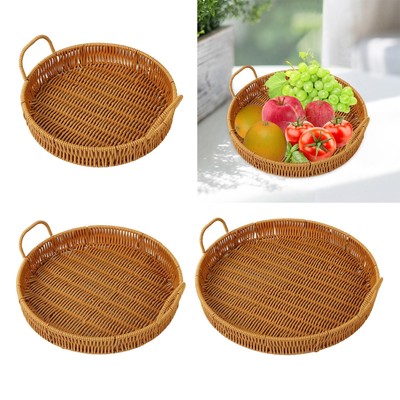Handgewebter Servierkorb mit Tischplatte Multifunktional PP Material Rattan