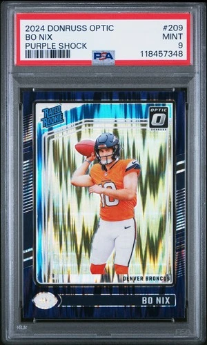 2024 PANINI DONRUSS OPTIC PURPLE SHOCK #209 BO NIX ROOKIE RC PSA 9