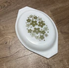 Vintage Pyrex Spring Blossom Green Crazy Daisy Milk Glass Casserole Dish LidOnly