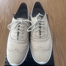 WOMENS Cole Haan ZeroGrand Oxford Wingtip Shoes Rye Beige SZ