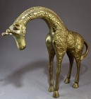 LOT OF 5 PAINTED CARVED WOOD & BRASS & JOINTED DECORATIVE GIRAFFE SCULPTURES NR — photo 3