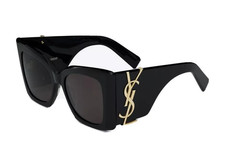 Saint Laurent SL YSL M119 Black Gold YSL LOGO Cat Eye Sunglasses