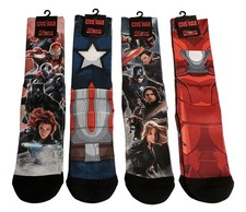 Marvel Men's Crew Socks 4 Pairs Captain America Iron Man Avengers Civil War