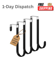 Optish 4 Pack Over The Door Hooks Black Towel Hanger for Bathroom