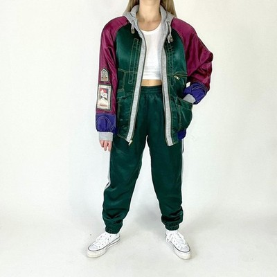Vintage 90s Giacca 1928 St, Moritz Olympics custom metallic sweatsuit! Sz. Med