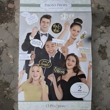 Glitter Gold Wedding Photo Booth Props 13ct