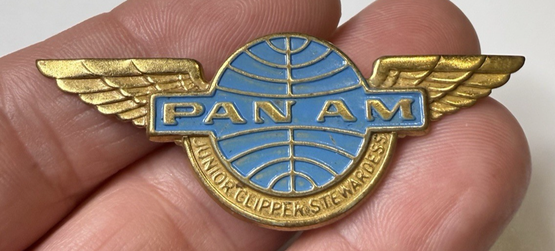 Pan Am Airlines Jr Clipper Stewardess Flight Attendant Metal Wings