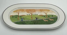 Villeroy Boch Design Naif Oval Serving Platter Laplau 15" x 9" Gathering Twigs