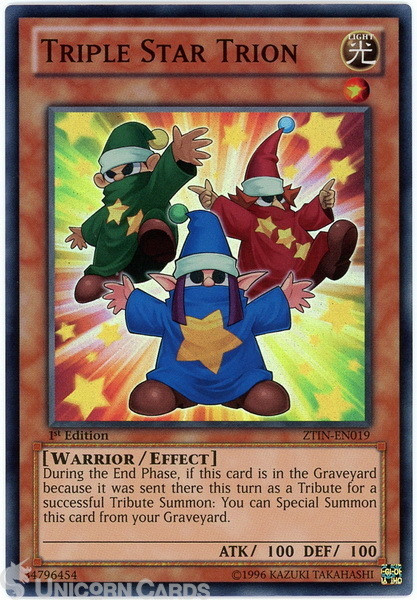 ZTIN-EN019 Triple Star Trion Super Rare 1st Edition Mint YuGiOh Card