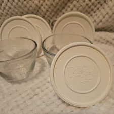 Pampered Chef 1 Cup Prep Bowls Clear Glass (Set Of 4 W/ Lids) #1825