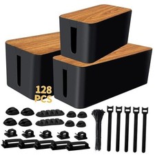 Cable Management Box Cable Management Kit for Power Strip to Hide 3 pack Black