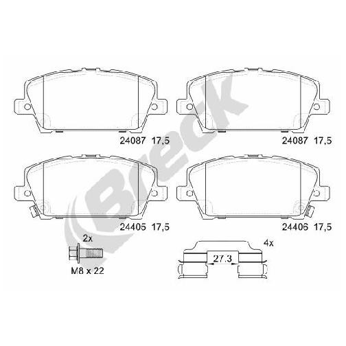 Bremsbelagsatz Scheibenbremse Vorne FüR Honda Civic FN 05 Bis 11 Breck Neu Teil-image