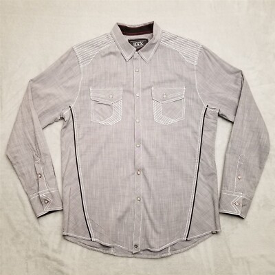 BKE Buckle Shirt Mens Medium Gray Athletic Cotton Blend Long Sleeve Western