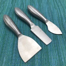 Set Of 3 Stainless Steel Silver Cheese Butter Knives Utensils Spreaders Servers