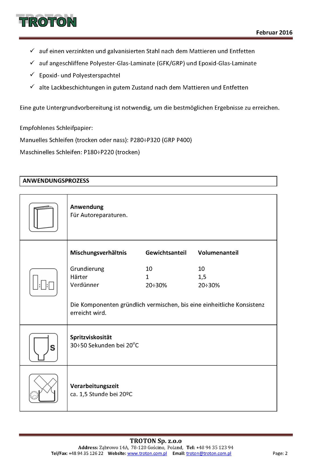 2K Epoxy Primer Troton Grundierung 101 Füller Haftgrund 1,1kg inkl. Härter 