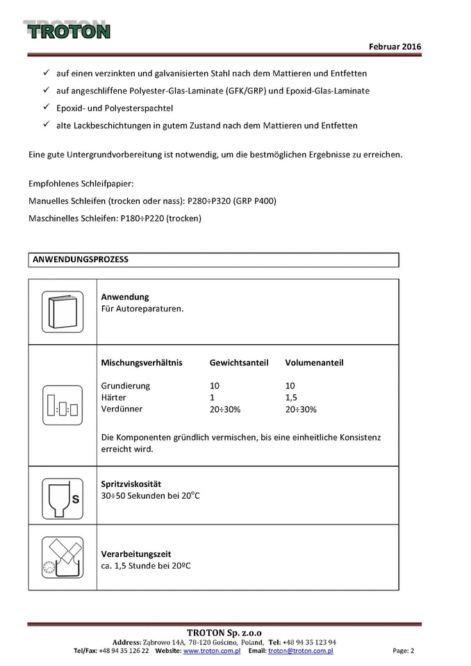 2K Epoxy Primer Troton Grundierung 10:1 Füller Haftgrund 1,1kg inkl. Härter  - Bild 3 von 4