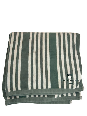 Soho House Farmhouse Oxfordshire Bath Sheet Towel White Green