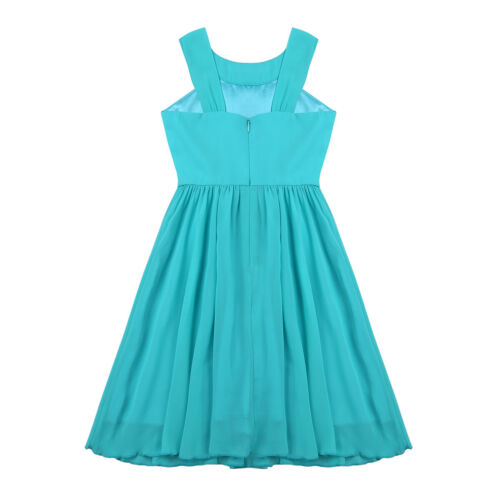 Mädchen Festlich Chiffon Kleider Kinder Sommer Hochzeits gefaltete Partykleider - Bild 22 von 63